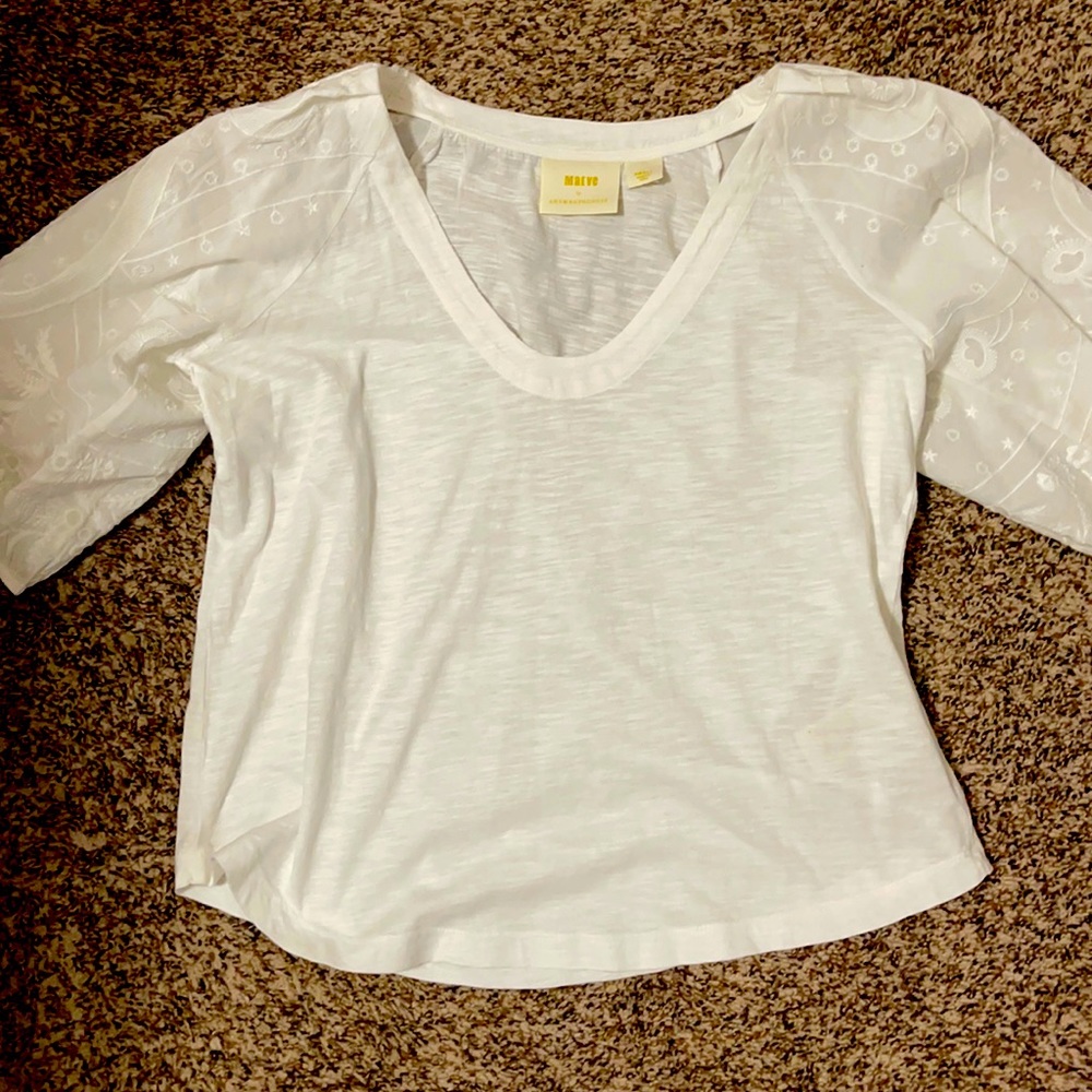 Maeve embroidered white T-shirt worn once